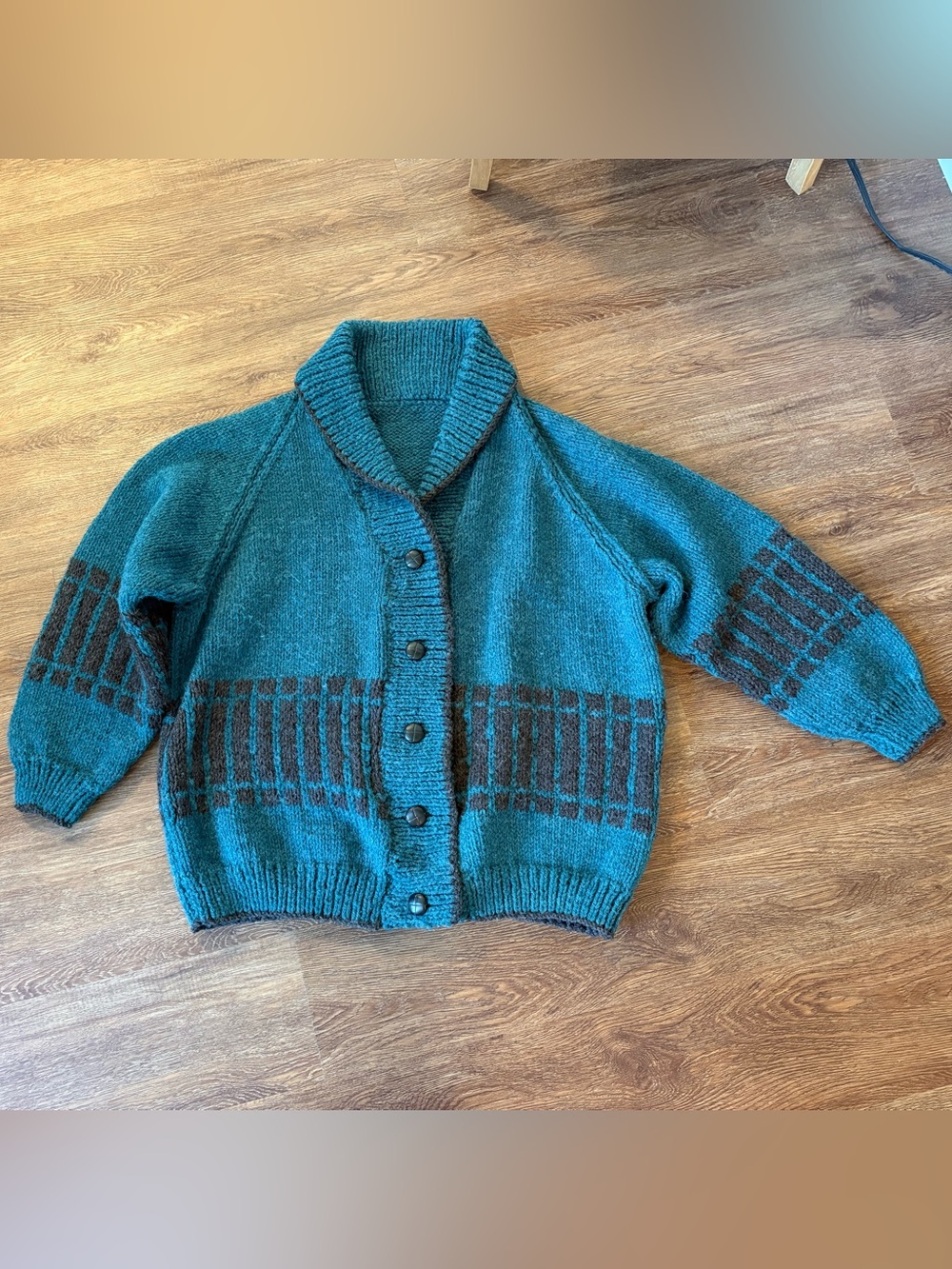Vintage Handmade Men’s Button Up Cardigan XXL Wool Blend Very Warm and Cozy - Picture 2 of 7